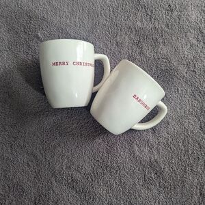White Merry Christmas and Bah Humbug Mugs